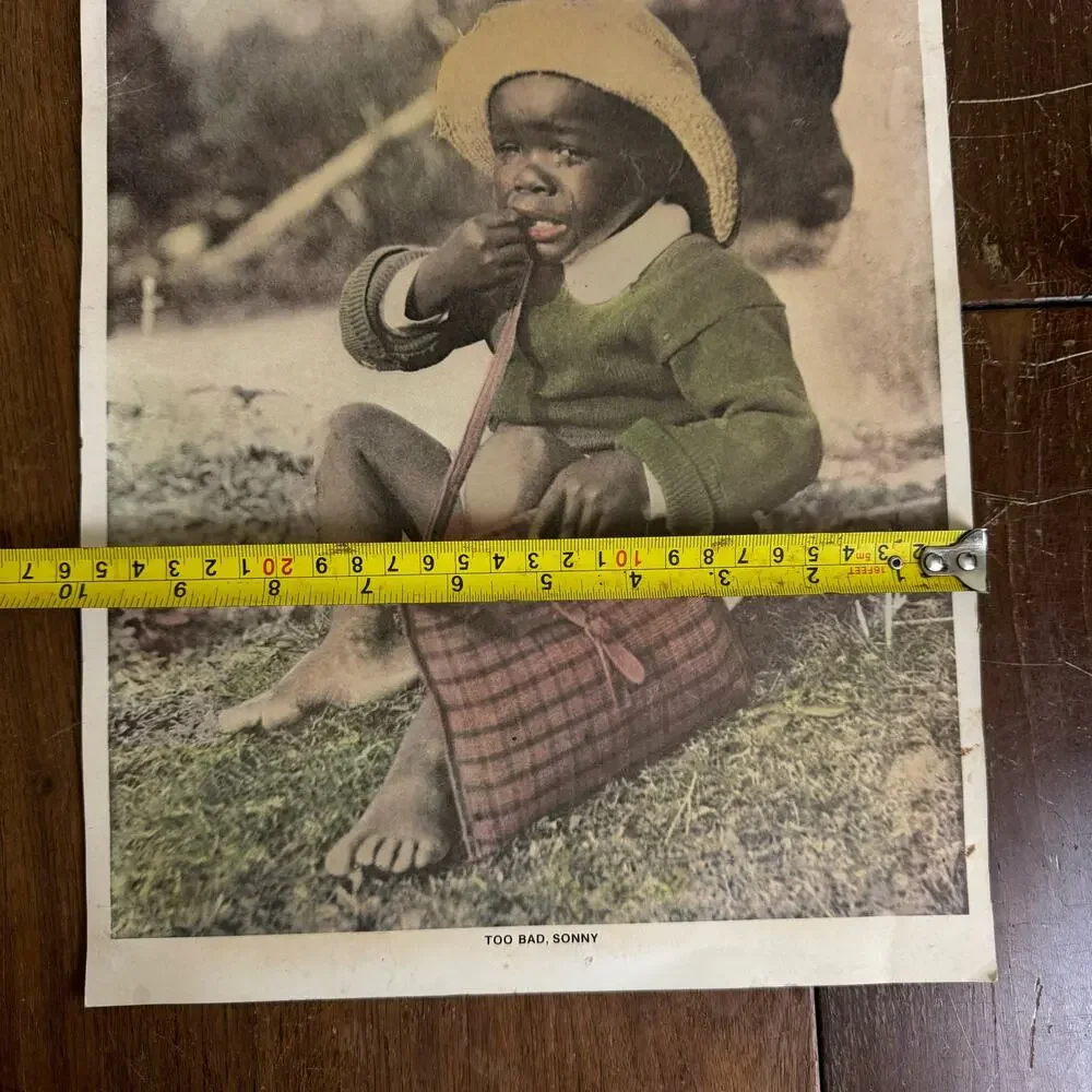 Antique Colorized Too Bad Sonny Little Boy Crying Vintage Wall Decor litho print